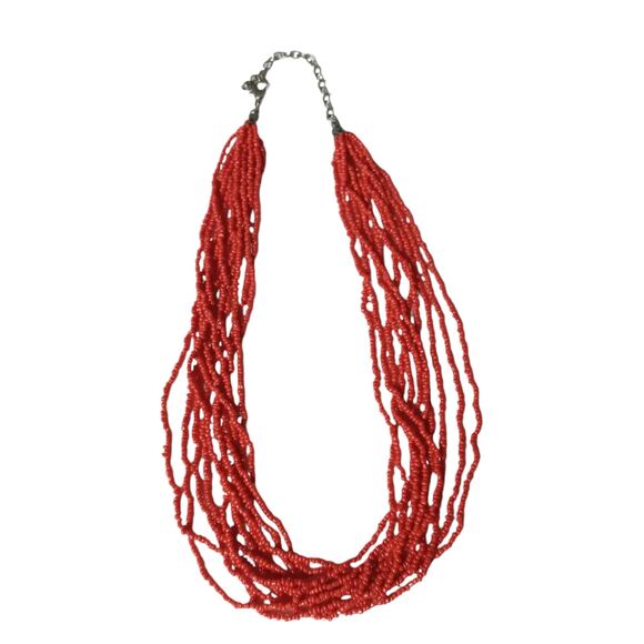 Orange Seed Bead Multistrand Necklace Costume Jewelry Fall Halloween Party - Picture 11 of 14